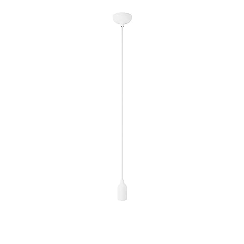 creative cables - Farbige Pendelleuchte aus Silikon mit Textilkabel - Ohne Glühbirne, Weiß von creative cables