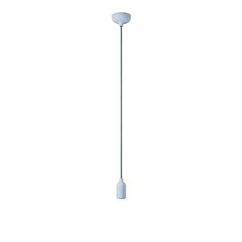 creative cables - Farbige Pendelleuchte aus Silikon mit Textilkabel - Ohne Glühbirne, Zartes blau von creative cables