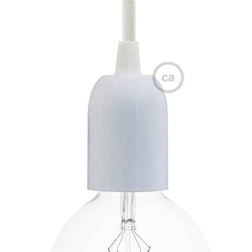 creative cables - Halbkugelförmiges E27-Lampenfassungs-Kit aus lackiertem Metall - Glänzend weiß von creative cables