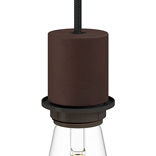 creative cables - Kit E27 Lampenfassung aus Metall mit Halbgewinde und verdeckter Zugentlastung - Lackierter dunkler Rost von creative cables