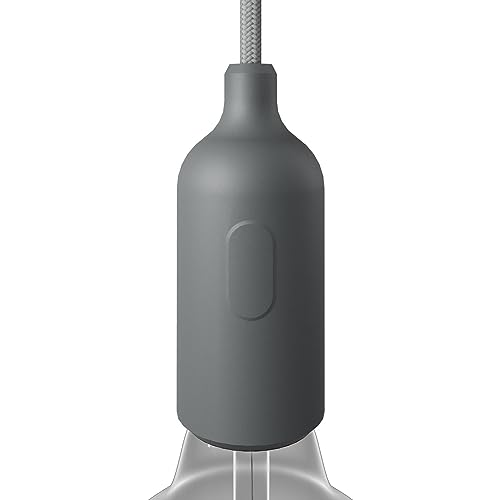 creative cables - Kit E27 Lampenfassung aus Silikon mit Schalter und verdeckter Zugentlastung - Grau von creative cables