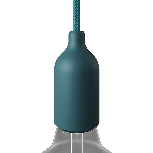creative cables - Kit E27 Lampenfassung aus Silikon mit verdeckter Zugentlastung - Petrolblau von creative cables