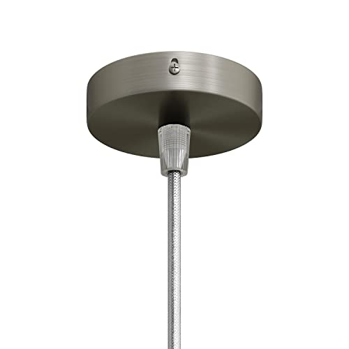 creative cables - Kit runder Mini Lampenbaldachin aus Metall mit 1 zentralen Bohrung - Konisch, Titan satiniert von creative cables