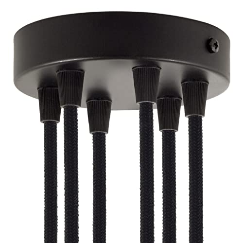 creative cables - Kit zylindrischer Metall-Lampenbaldachin mit 6 Löchern - Konisch, Schwarz von creative cables