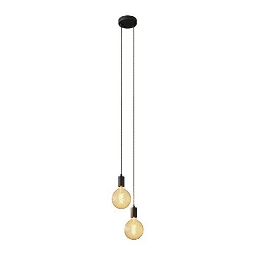 creative cables - Pendelleuchte mit Mehrfachaufhängung mit 2 Ausgängen, komplett mit Textilkabel und Metall-Zubehör - Montiert, Ohne Glühbirne, Schwarz creative cables - Pendelleuchte mit Mehrfachaufhängung mit 2 Ausgängen, komplett mit Textilkabel und Metall-Zubehör - Montiert, Ohne Glühbirne, Schwarz von creative cables