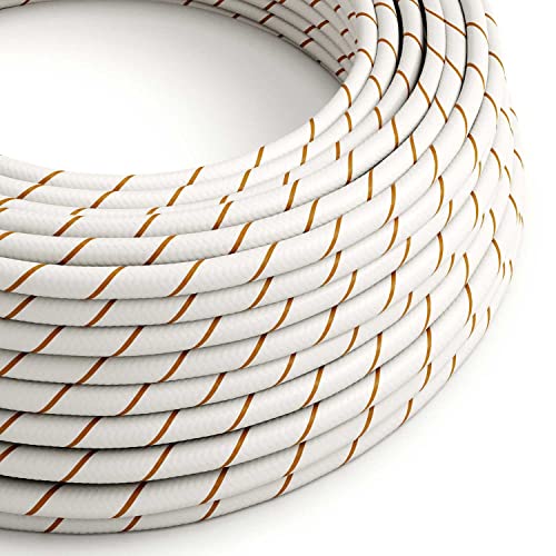 creative cables Rundes, Vertigo-Textilkabel mit HD Effekt, Farbe: Bier, Faden: Bierschaum ERM43-1 Meter, 3x0.75 von creative cables