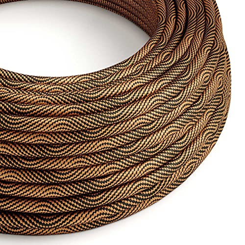 creative cables - Rundes, Vertigo-Textilkabel mit HD Effekt in Schwarz-Kupfer-Optik ERM66-1 Meter, 2x0.75 von creative cables