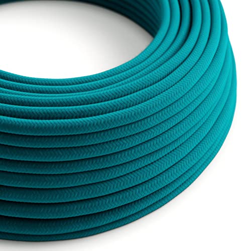 creative cables - Rundes Textilkabel in Himmelblau aus Baumwolle, RC21-10 Meter, 3x0.75 von creative cables