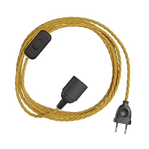 creative cables - SnakeBis Twisted - Leuchtenzuleitung mit Lampenfassung und geflochtenem Textilkabel - 3 Meter, TM25, E14 von creative cables