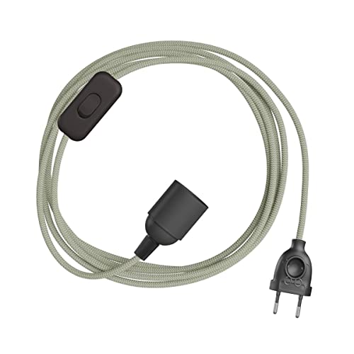 creative cables - SnakeBis Zick-Zack - Leuchtenzuleitung mit Lampenfassung und Textilkabel mit Zick-Zack-Muster - 1.8 Meter, RD72, E14 von creative cables