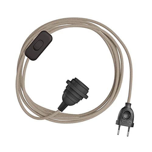 creative cables - SnakeBis Zick-Zack für Lampenschirm - Leuchtenzuleitung mit Lampenfassung und Textilkabel mit Zick-Zack-Muster - 3 Meter, RD73, E14 von creative cables