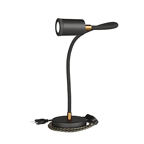 creative cables Table Flex GU1d0, gelenkige Tischleuchte mit Mini LED Strahler und 2-poligem Stecker - Mit Glühbirne, Schwarz creative cables Table Flex GU1d0, gelenkige Tischleuchte mit Mini LED Strahler und 2-poligem Stecker - Mit Glühbirne, Schwarz von creative cables