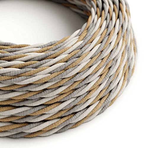 creative cables Textilkabel geflochten, Country natürliche Baumwoll Leine mit Jute, TN07-1 Meter, 3x0.75 von creative cables