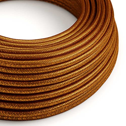 creative cables - Textilkabel geflochten, Kupfer Glitzer Seideneffekt, RL22 - BASECAVRL22-5 Meter, 3x0.75 von creative cables