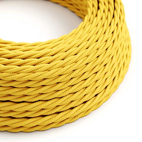 creative cables Textilkabel geflochten, gelb mit Seideneffekt, TM10-5 Meter, 3x0.75 von creative cables