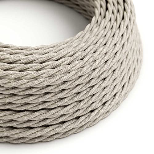 creative cables - Textilkabel geflochten, neutral natürliche Leine, TN01-10 Meter, 3x0.75 von creative cables