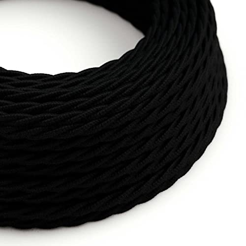 creative cables - Textilkabel geflochten, schwarz Baumwolle, TC04-5 Meter, 3x0.75 von creative cables