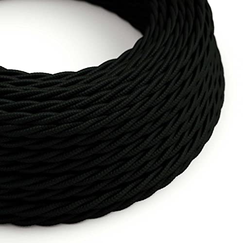 creative cables - Textilkabel geflochten, schwarz mit Seideneffekt, TM04-10 Meter, 2x0.75 von creative cables