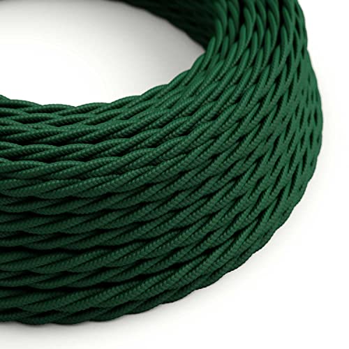 creative cables Textilkabel geflochten, tannengrün mit Seideneffekt, TM21-5 Meter, 2x0.75 von creative cables