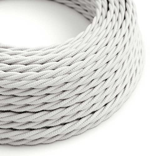 creative cables - Textilkabel geflochten, weiß Baumwolle, TC01-1 Meter, 2x0.75 von creative cables