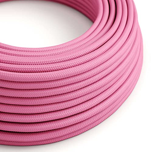 creative cables - Textilkabel rund, Fuchsia mit Seideneffekt, RM08-1 Meter, 2x0.75 von creative cables