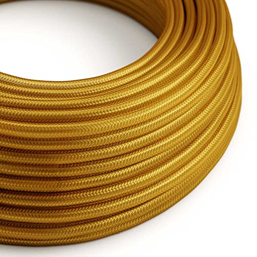 creative cables - Textilkabel rund, Gold mit Seideneffekt, RM05 - BASECAVRM05-1 Meter, 3x0.75 von creative cables