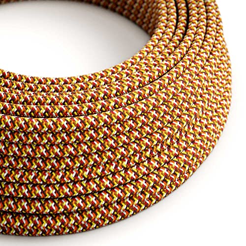 creative cables Textilkabel rund, Pixel orange mit Seideneffekt, RX01-1 Meter, 2x0.75 von creative cables