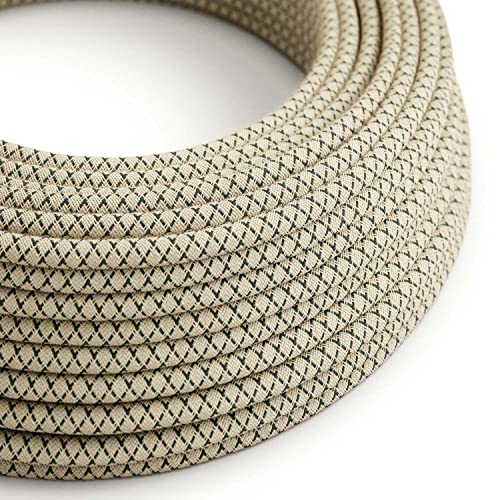 creative cables Textilkabel rund, Raute, anthrazit natürliche Baumwoll Leine, RD64-5 Meter, 2x0.75 von creative cables