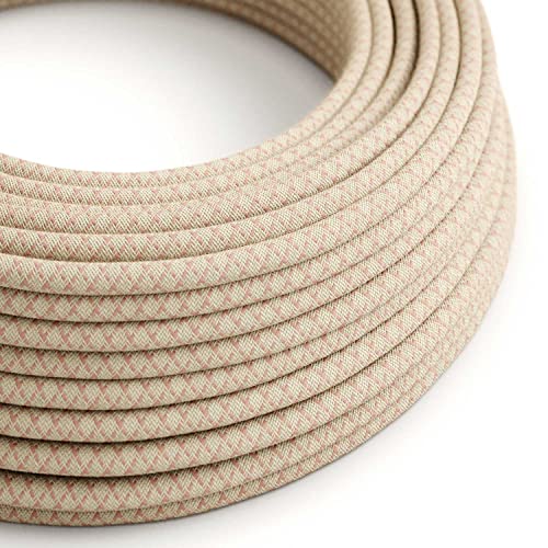 creative cables Textilkabel rund, Raute, antikrosa natürliche Baumwoll Leine, RD61-5 Meter, 3x0.75 von creative cables