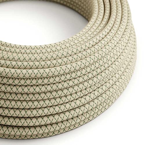 creative cables Textilkabel rund, Raute, thymiangrün natürliche Baumwoll Leine, RD62-1 Meter, 2x0.75 von creative cables