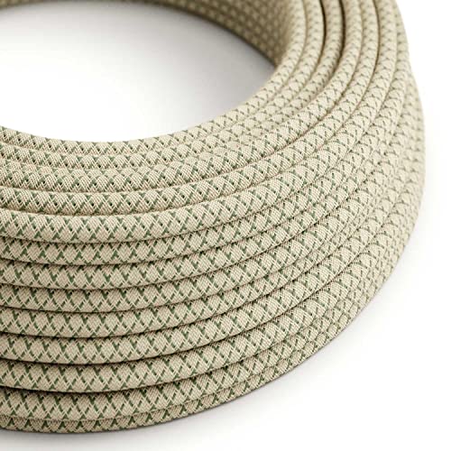creative cables Textilkabel rund, Raute, thymiangrün natürliche Baumwoll Leine, RD62-1 Meter, 3x0.75 von creative cables