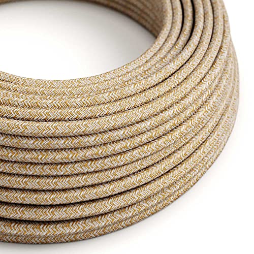 creative cables - Textilkabel rund, Rost Tweed, braun Glitzer natürliche Baumwoll Leine, RS82-5 Meter, 3x0.75 von creative cables