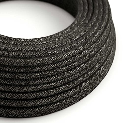 creative cables - Textilkabel rund, anthrazit natürliche Leine, RN03-20 Meter, 3x0.75 von creative cables