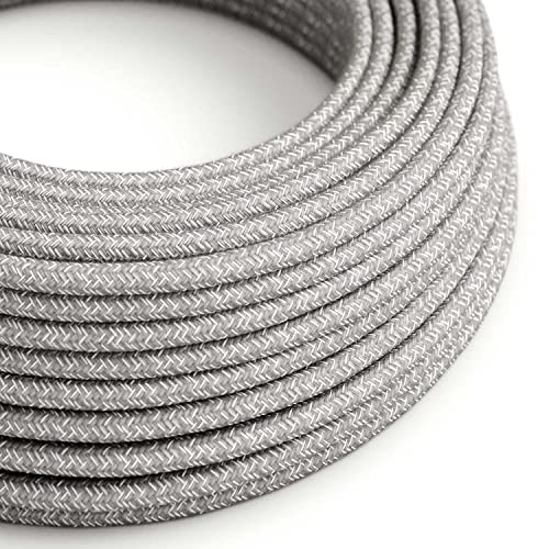 creative cables - Textilkabel rund, leinen grau, RN02-20 Meter, 2x0.75 von creative cables
