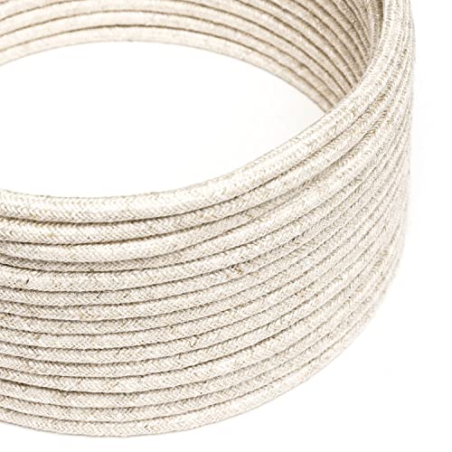 creative cables - Textilkabel rund, leinen neutral, RN01-1 Meter, 2x0.75 von creative cables