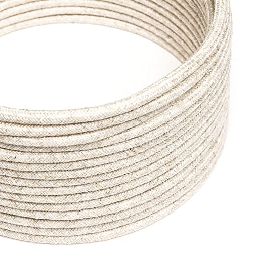 creative cables - Textilkabel rund, leinen neutral, RN01-10 Meter, 3x0.75 von creative cables