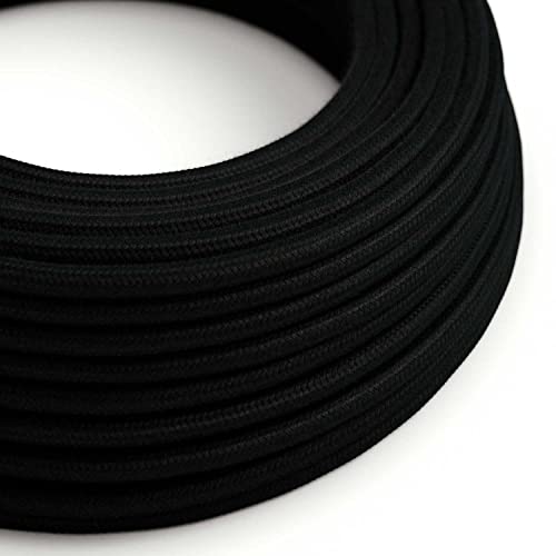 creative cables - Textilkabel rund, schwarz Baumwolle, RC04-1 Meter, 2x0.75 von creative cables