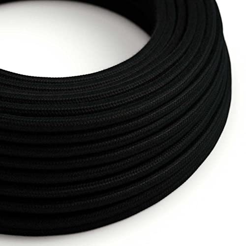 creative cables - Textilkabel rund, schwarz Baumwolle, RC04-10 Meter, 2x0.75 von creative cables