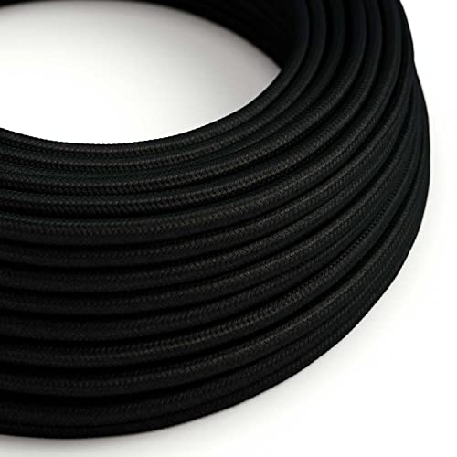 creative cables - Textilkabel rund, schwarz mit Seideneffekt, RM04-1 Meter, 3x0.75 von creative cables