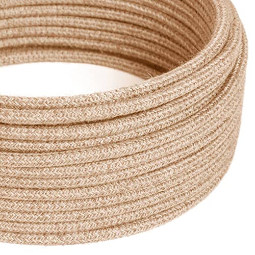 creative cables - Textilkabel rund, überzogen mit Jutefaser, RN06-10 Meter, 2x0.75 von creative cables