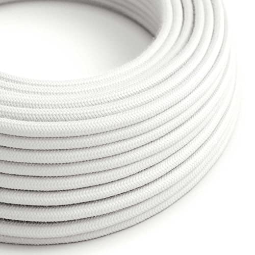 creative cables - Textilkabel rund, weiß Baumwolle, RC01-10 Meter, 2x0.75 von creative cables