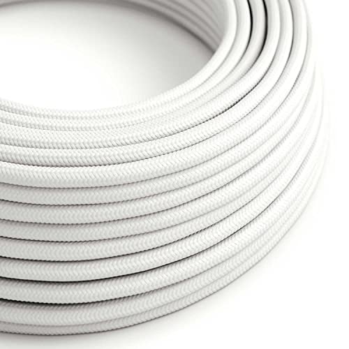 creative cables - Textilkabel rund, weiß mit Seideneffekt, RM01-1 Meter, 2x0.75 von creative cables