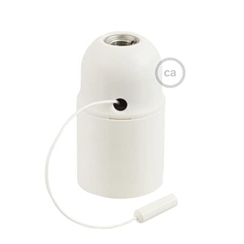 creative cables - Thermoplastisches E27-Lampenfassungs-Kit mit Doppelklemmring und Zugschalter für Lampenschirme - Weiß von creative cables