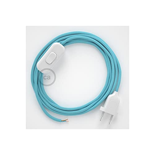 creative cables - Zuleitung für Tischleuchten RM17 Babyblau Seideneffekt 1,80 m. Wählen Sie aus DREI Farben bei Schalter und Stecke. - Weiß creative cables - Zuleitung für Tischleuchten RM17 Babyblau Seideneffekt 1,80 m. Wählen Sie aus DREI Farben bei Schalter und Stecke. - Weiß von creative cables