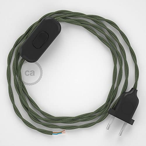 creative cables - Zuleitung für Tischleuchten TC63 Graugrün Baumwolle 1,80 m. Wählen Sie aus DREI Farben bei Schalter und Stecke. - Schwarz von creative cables