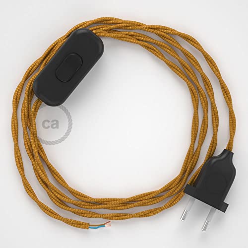 creative cables - Zuleitung für Tischleuchten TM05 Gold Seideneffekt 1,80 m. Wählen Sie aus DREI Farben bei Schalter und Stecke. - Schwarz von creative cables