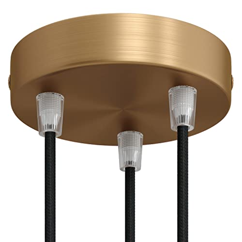 creative cables - Zylindrischer 3-Loch-Lampenbaldachin Kit aus Metall - Konisch, Bronze satiniert von creative cables