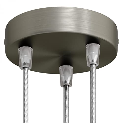 creative cables - Zylindrischer 3-Loch-Lampenbaldachin Kit aus Metall - Konisch, Titan satiniert von creative cables