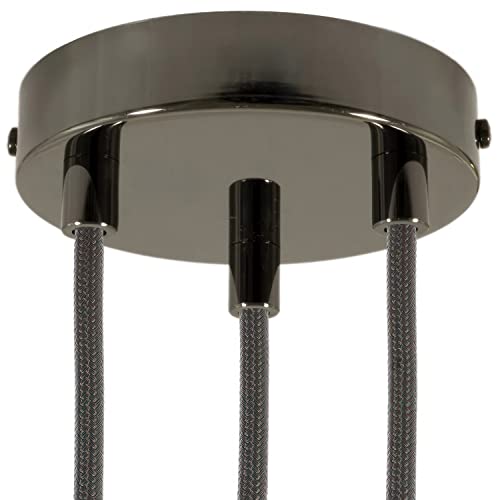 creative cables - Zylindrischer 3-Loch-Lampenbaldachin Kit aus Metall - Zylindrisch, Schwarz Perle von creative cables