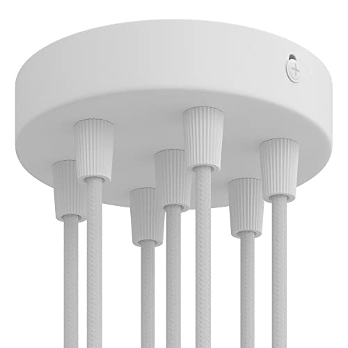 creative cables - Zylindrischer 7-Loch-Lampenbaldachin Kit aus Metall - Konisch, Mattweiß von creative cables